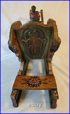 Antique German Carved Sleigh with Woman Figure Victorian Christmas Decor