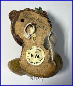 Antique German Hand Carved Wood Polychrome Angel Cherub Relief Sculpture