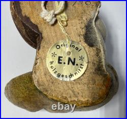 Antique German Hand Carved Wood Polychrome Angel Cherub Relief Sculpture