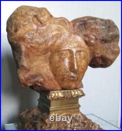 Antique Image Carved Wood Piece Sculpture Bust Face Rare Ukriane Handmade 20th