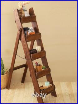 Antique Indian Hand-Carved Wood Sculpture Vayu on Deer 18 Vintage Statue Folk