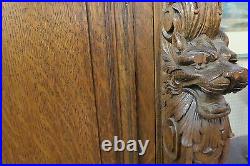 Antique Oak Sideboard Attributed to RJ Horner. High Relief Carving. 40Hx72.1890