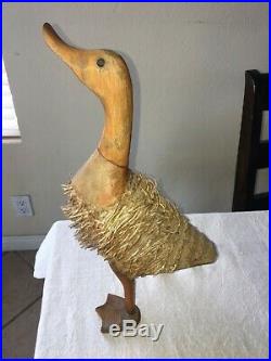 Antique Old Hand Carved Wooden Duck Decoy wood art sculpture figurine Tree Roots