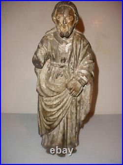Antique Spanish Santos 17/18thc carved wood monk Saint Sculpture figure museum