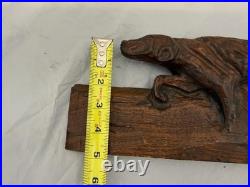 Antique /VTG Folk Art Hand Carved Wood Hunting Dog Sculpture. Unsigned 1 Piece