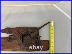 Antique /VTG Folk Art Hand Carved Wood Hunting Dog Sculpture. Unsigned 1 Piece