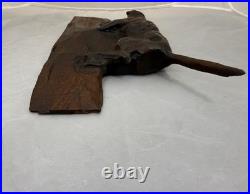 Antique /VTG Folk Art Hand Carved Wood Hunting Dog Sculpture. Unsigned 1 Piece