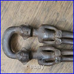 Antique Vintage African 2 Wood Carved Lot Of Spoon / Mag Figural Tribal Sculptur