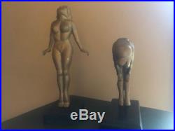 Antique Vintage Art Deco Pair Nude Female Sculptures Figurines Statues 1930-40s
