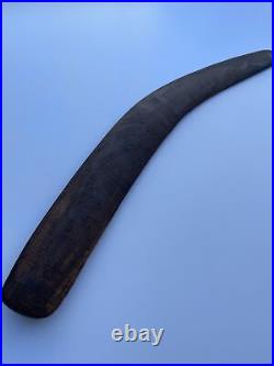 Antique Vintage Boomerang Tribal Carving Ornate Decorated Iconic Wood Sculpture