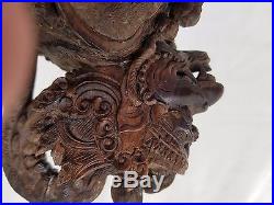 Antique/Vintage Carved Hardwood Chinese Sun Wukong Monkey God Figure