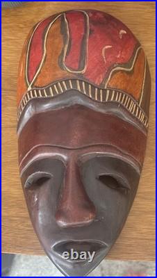 Antique Vintage Carved Wood Head Sculpture Modigliani Boho Cubist Art Style