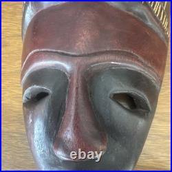 Antique Vintage Carved Wood Head Sculpture Modigliani Boho Cubist Art Style