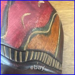 Antique Vintage Carved Wood Head Sculpture Modigliani Boho Cubist Art Style