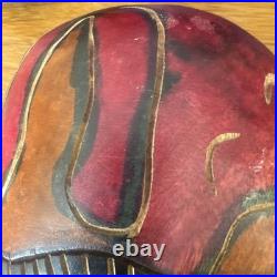 Antique Vintage Carved Wood Head Sculpture Modigliani Boho Cubist Art Style