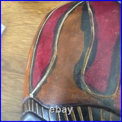 Antique Vintage Carved Wood Head Sculpture Modigliani Boho Cubist Art Style