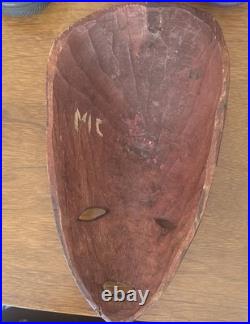 Antique Vintage Carved Wood Head Sculpture Modigliani Boho Cubist Art Style