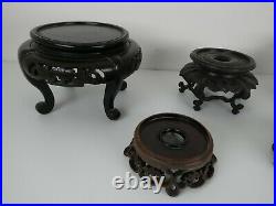 Antique Vintage Chinese Carved Wood Display Stand Stands. Collection of 5