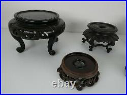 Antique Vintage Chinese Carved Wood Display Stand Stands Collection Of 5 Antique Vintage Chinese Carved Wood Display Stand Stands Collection Of 5