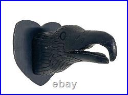 Antique/Vintage Folk Art Carved Black Raven Crow Bird & Heart Wall Sculpture