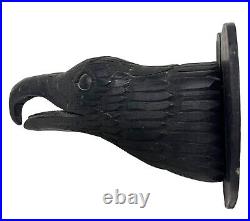 Antique/Vintage Folk Art Carved Black Raven Crow Bird & Heart Wall Sculpture