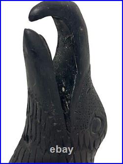 Antique/Vintage Folk Art Carved Black Raven Crow Bird & Heart Wall Sculpture