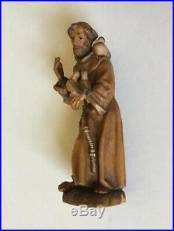 Antique Vintage Rare ANRI Bacher Wood Carving Patron Saint St Francis Statue 5