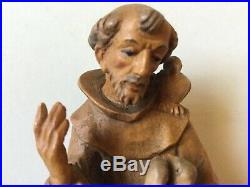 Antique Vintage Rare ANRI Bacher Wood Carving Patron Saint St Francis Statue 5