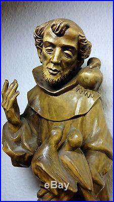Antique Vintage Rare ANRI Bacher wood carving Patron Saint St Francis statue