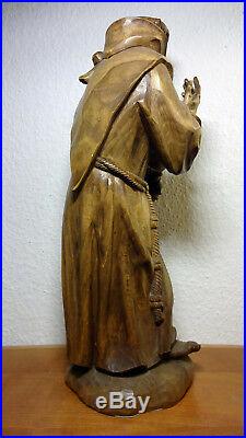 Antique Vintage Rare ANRI Bacher wood carving Patron Saint St Francis statue