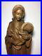 Antique Vintage wood carving statue of Our Lady Mary & Jesus with gloriole/halo