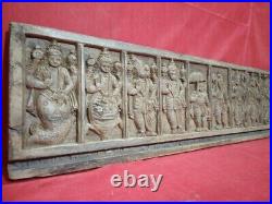 Antique Vishnu Dashavatar Wall Panel Hindu God Vintage Wood Statue Sculpture US