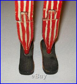 Antique Vtg 1930s Folk Art Carved Wooden Uncle Sam Jointed Dancing Jigger Figure