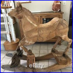 Antique Vtg Large Carousel Carved Wood Sculpture Horse Decor Display Statement