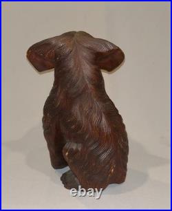 Antique Vtg Late 19th C 1800s Rare Hand Carved 12.5 Inch Black Forest Figure Dog