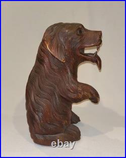 Antique Vtg Late 19th C 1800s Rare Hand Carved 12.5 Inch Black Forest Figure Dog