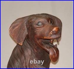 Antique Vtg Late 19th C 1800s Rare Hand Carved 12.5 Inch Black Forest Figure Dog