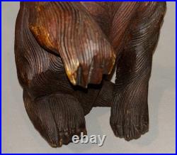Antique Vtg Late 19th C 1800s Rare Hand Carved 12.5 Inch Black Forest Figure Dog