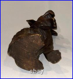 Antique Vtg Late 19th C 1800s Rare Hand Carved 12.5 Inch Black Forest Figure Dog