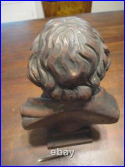 Antique Walnut wood carving bust of William Shakespeare 1900's 12.5 x 8.5'