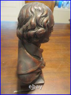 Antique Walnut wood carving bust of William Shakespeare 1900's 12.5 x 8.5'