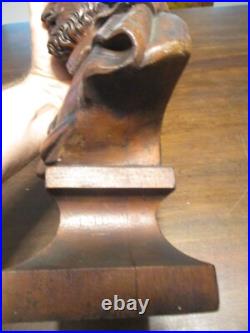 Antique Walnut wood carving bust of William Shakespeare 1900's 12.5 x 8.5'