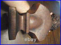 Antique Walnut wood carving bust of William Shakespeare 1900's 12.5 x 8.5'