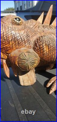 Antique Wood Carving Carved Iguana Large Very Intricate