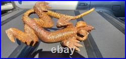 Antique Wood Carving Carved Iguana Large Very Intricate
