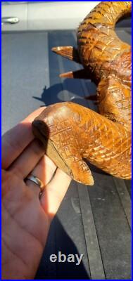 Antique Wood Carving Carved Iguana Large Very Intricate