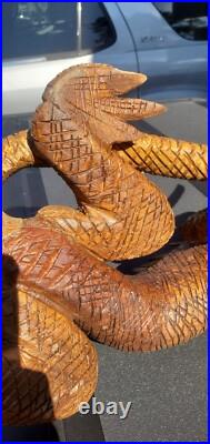 Antique Wood Carving Carved Iguana Large Very Intricate