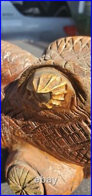 Antique Wood Carving Carved Iguana Large Very Intricate