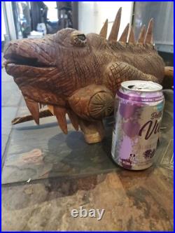 Antique Wood Carving Carved Iguana Large Very Intricate