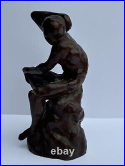 Antique Wood Carving Sculpture Nude Model 1920's Mystery Artist Vintage Carved